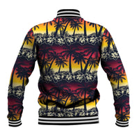 Hawaii Hibiscus Palm Tree Sunset Baseball Jacket Tropical Style - Polynesian Pride