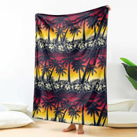 Hawaii Hibiscus Palm Tree Sunset Blanket Tropical Style - Polynesian Pride