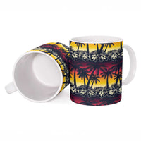 Hawaii Hibiscus Palm Tree Sunset Ceramic Mug Tropical Style - Polynesian Pride