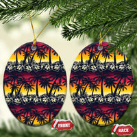 Hawaii Hibiscus Palm Tree Sunset Ceramic Ornament Tropical Style - Polynesian Pride