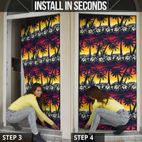 Hawaii Hibiscus Palm Tree Sunset Door Cover Tropical Style - Polynesian Pride