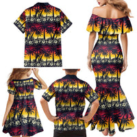 Hawaii Hibiscus Palm Tree Sunset Family Matching Mermaid Dress and Hawaiian Shirt Tropical Style - Polynesian Pride