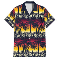 Hawaii Hibiscus Palm Tree Sunset Family Matching Off Shoulder Maxi Dress and Hawaiian Shirt Tropical Style - Polynesian Pride