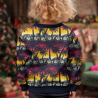 Hawaii Hibiscus Palm Tree Sunset Kid Ugly Christmas Sweater Tropical Style - Polynesian Pride