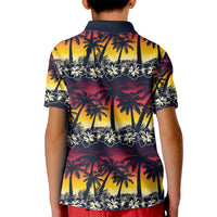 Hawaii Hibiscus Palm Tree Sunset Kid Polo Shirt Tropical Style - Polynesian Pride