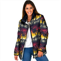 Hawaii Hibiscus Palm Tree Sunset Padded Jacket Tropical Style LT01 Women Multicolor - Polynesian Pride