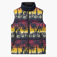 Hawaii Hibiscus Palm Tree Sunset Sleeveless Puffer Jacket Tropical Style - Polynesian Pride