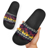Hawaii Hibiscus Palm Tree Sunset Slide Sandals Tropical Style - Polynesian Pride