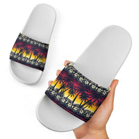 Hawaii Hibiscus Palm Tree Sunset Slide Sandals Tropical Style - Polynesian Pride