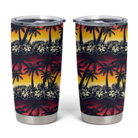 Hawaii Hibiscus Palm Tree Sunset Tumbler Cup Tropical Style - Polynesian Pride