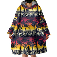 Hawaii Hibiscus Palm Tree Sunset Wearable Blanket Hoodie Tropical Style - Polynesian Pride