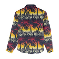 Hawaii Hibiscus Palm Tree Sunset Women Casual Shirt Tropical Style - Polynesian Pride
