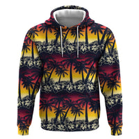 Hawaii Hibiscus Palm Tree Sunset Zip Hoodie Tropical Style - Polynesian Pride