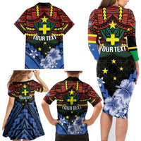 Personalised Vanuatu Tafea Province Family Matching Long Sleeve Bodycon Dress and Hawaiian Shirt Unique Tropical Tribal Pattern
