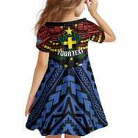 Personalised Vanuatu Tafea Province Kid Short Sleeve Dress Unique Tropical Tribal Pattern