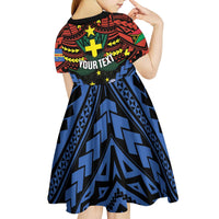 Personalised Vanuatu Tafea Province Kid Short Sleeve Dress Unique Tropical Tribal Pattern