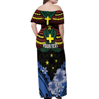 Personalised Vanuatu Tafea Province Off Shoulder Maxi Dress Unique Tropical Tribal Pattern