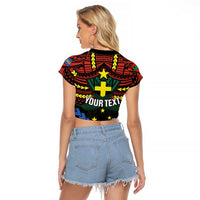 Personalised Vanuatu Tafea Province Raglan Cropped T Shirt Unique Tropical Tribal Pattern