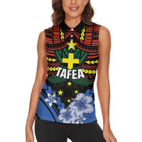 Personalised Vanuatu Tafea Province Women Sleeveless Polo Shirt Unique Tropical Tribal Pattern