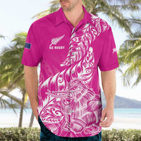 Custom New Zealand Rugby Silver Fern Hawaiian Shirt Aotearoa Kiwi Maori Pink Version - Polynesian Pride