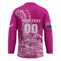 Custom New Zealand Rugby Silver Fern Hockey Jersey Aotearoa Kiwi Maori Pink Version - Polynesian Pride