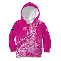 Custom New Zealand Rugby Silver Fern Kid Hoodie Aotearoa Kiwi Maori Pink Version - Polynesian Pride