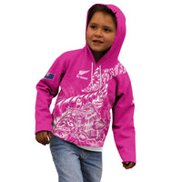 Custom New Zealand Rugby Silver Fern Kid Hoodie Aotearoa Kiwi Maori Pink Version - Polynesian Pride