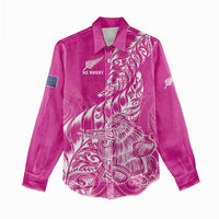 Custom New Zealand Rugby Silver Fern Women Casual Shirt Aotearoa Kiwi Maori Pink Version - Polynesian Pride