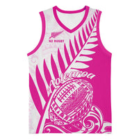 Custom New Zealand Rugby Silver Fern Basketball Jersey Aotearoa Maori Pink Version - Polynesian Pride