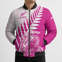 Custom New Zealand Rugby Silver Fern Bomber Puffer Jacket Aotearoa Maori Pink Version - Polynesian Pride