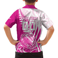 Custom New Zealand Rugby Silver Fern Hawaiian Shirt Aotearoa Maori Pink Version - Polynesian Pride