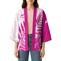 Custom New Zealand Rugby Silver Fern Kimono Aotearoa Maori Pink Version - Polynesian Pride