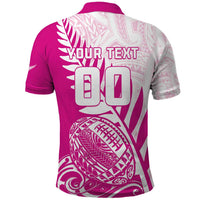 Custom New Zealand Rugby Silver Fern Polo Shirt Aotearoa Maori Pink Version - Polynesian Pride
