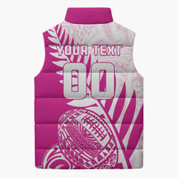Custom New Zealand Rugby Silver Fern Sleeveless Puffer Jacket Aotearoa Maori Pink Version - Polynesian Pride