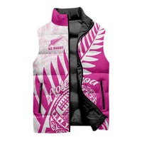 Custom New Zealand Rugby Silver Fern Sleeveless Puffer Jacket Aotearoa Maori Pink Version - Polynesian Pride