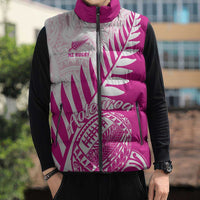 Custom New Zealand Rugby Silver Fern Sleeveless Puffer Jacket Aotearoa Maori Pink Version - Polynesian Pride