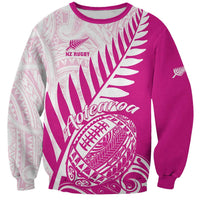 Custom New Zealand Rugby Silver Fern Sweatshirt Aotearoa Maori Pink Version - Polynesian Pride