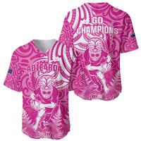 New Zealand Silver Fern Rugby All Pink Baseball Jersey Maori Tiki Player With Ta Moko Tribal - Polynesian Pride