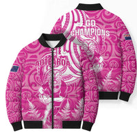 New Zealand Silver Fern Rugby All Pink Bomber Puffer Jacket Maori Tiki Player With Ta Moko Tribal - Polynesian Pride