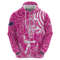 New Zealand Silver Fern Rugby All Pink Hoodie Maori Tiki Player With Ta Moko Tribal - Polynesian Pride