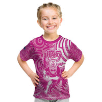 New Zealand Silver Fern Rugby All Pink Kid T Shirt Maori Tiki Player With Ta Moko Tribal - Polynesian Pride