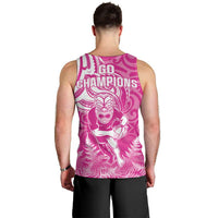 New Zealand Silver Fern Rugby All Pink Men Tank Top Maori Tiki Player With Ta Moko Tribal - Polynesian Pride
