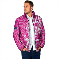 New Zealand Silver Fern Rugby All Pink Padded Jacket Maori Tiki Player With Ta Moko Tribal - Polynesian Pride