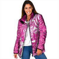 New Zealand Silver Fern Rugby All Pink Padded Jacket Maori Tiki Player With Ta Moko Tribal - Polynesian Pride