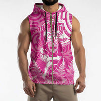 New Zealand Silver Fern Rugby All Pink Sleeveless Zip Hoodie Maori Tiki Player With Ta Moko Tribal - Polynesian Pride