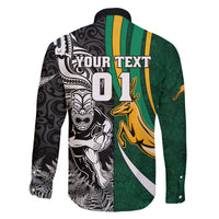 Custom New Zealand and South Africa Rugby Family Matching Off Shoulder Maxi Dress and Hawaiian Shirt Silver Fern Protea Pattern World Cup 2023 LT01 - Polynesian Pride