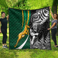 New Zealand and South Africa Rugby Quilt Silver Fern Protea Pattern World Cup 2023 LT01 - Polynesian Pride