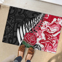 New Zealand and England Rugby Rubber Doormat Silver Fern With Red Rose World Cup 2023 LT01 - Polynesian Pride