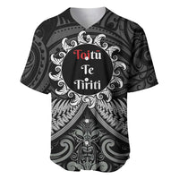 Personalised Toitu Te Tiriti Aotearoa Silver Fern Baseball Jersey New Zealand Maori Pattern LT01 Black - Polynesian Pride