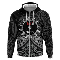 Personalised Toitu Te Tiriti Aotearoa Silver Fern Zip Hoodie New Zealand Maori Pattern LT01 Zip Hoodie Black - Polynesian Pride